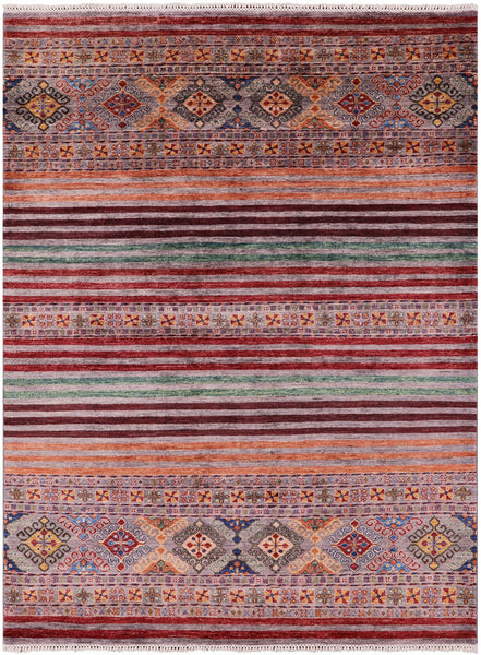 Khorjin Persian Gabbeh Handmade Wool Rug - 5' 11" X 8' 1" - Golden Nile