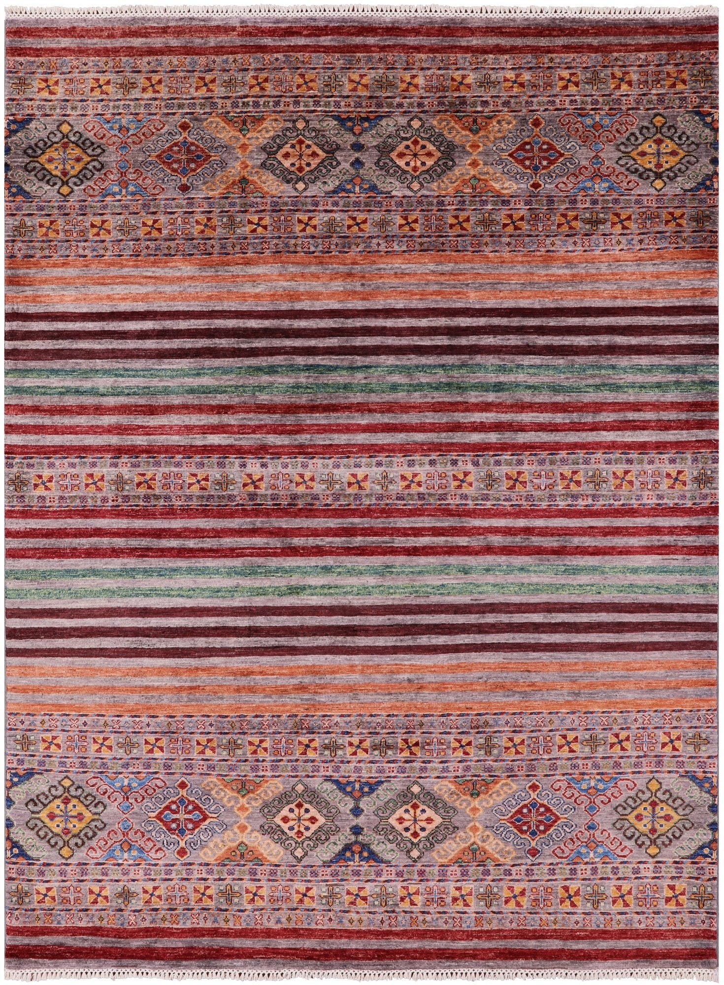 Khorjin Persian Gabbeh Handmade Wool Rug - 5' 11" X 8' 1" - Golden Nile
