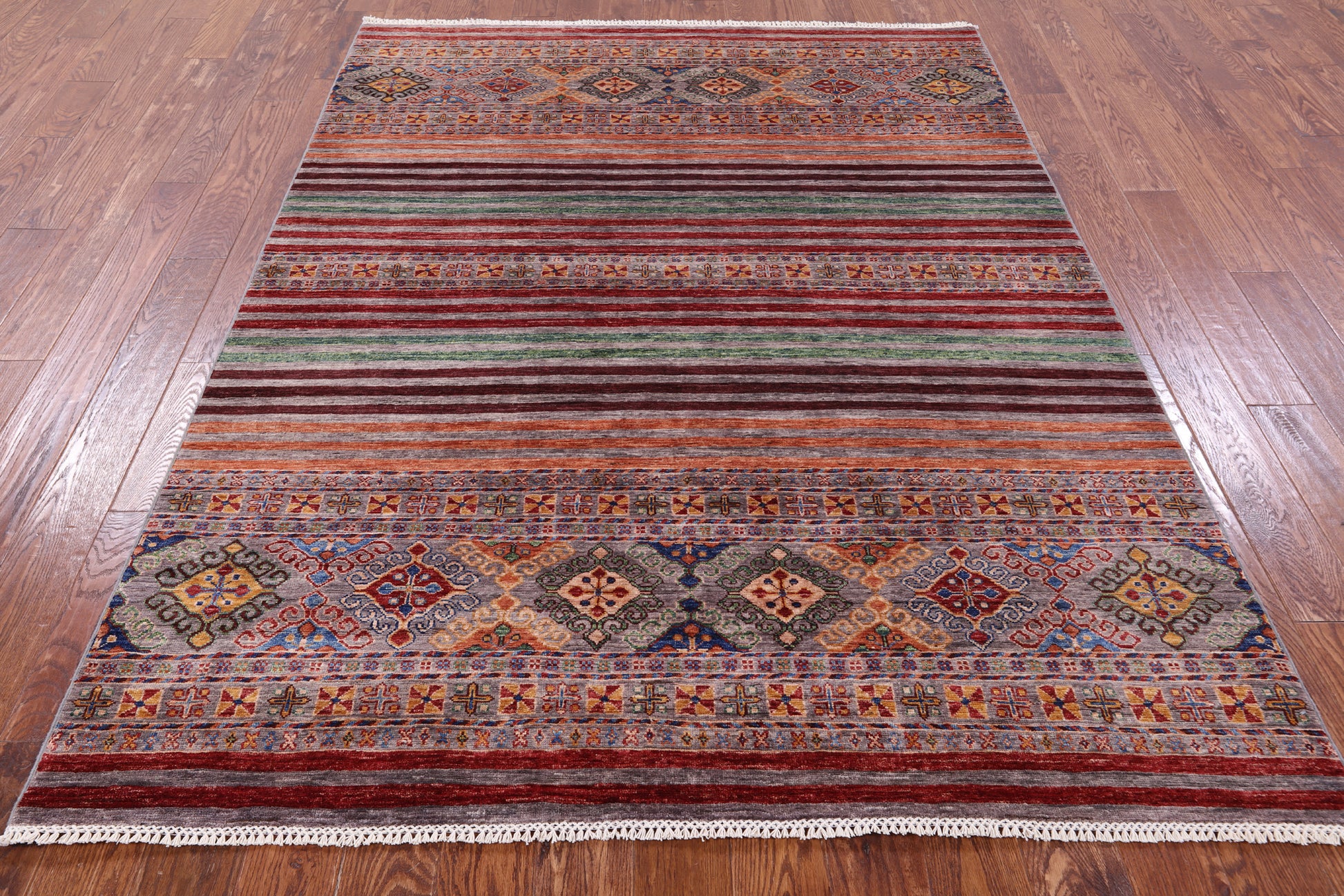 Khorjin Persian Gabbeh Handmade Wool Rug - 5' 11" X 8' 1" - Golden Nile