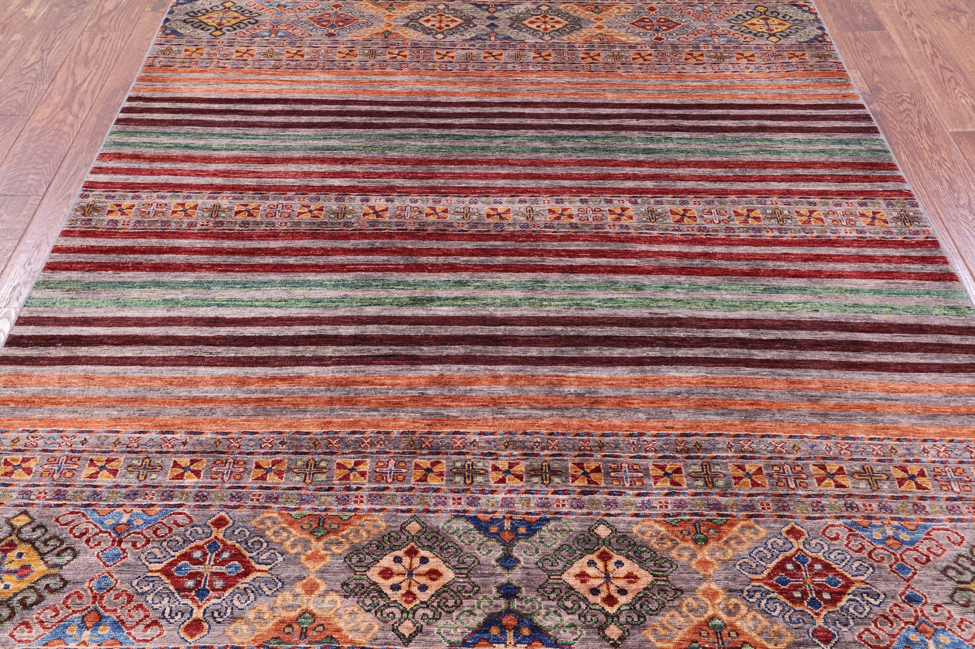 Khorjin Persian Gabbeh Handmade Wool Rug - 5' 11" X 8' 1" - Golden Nile