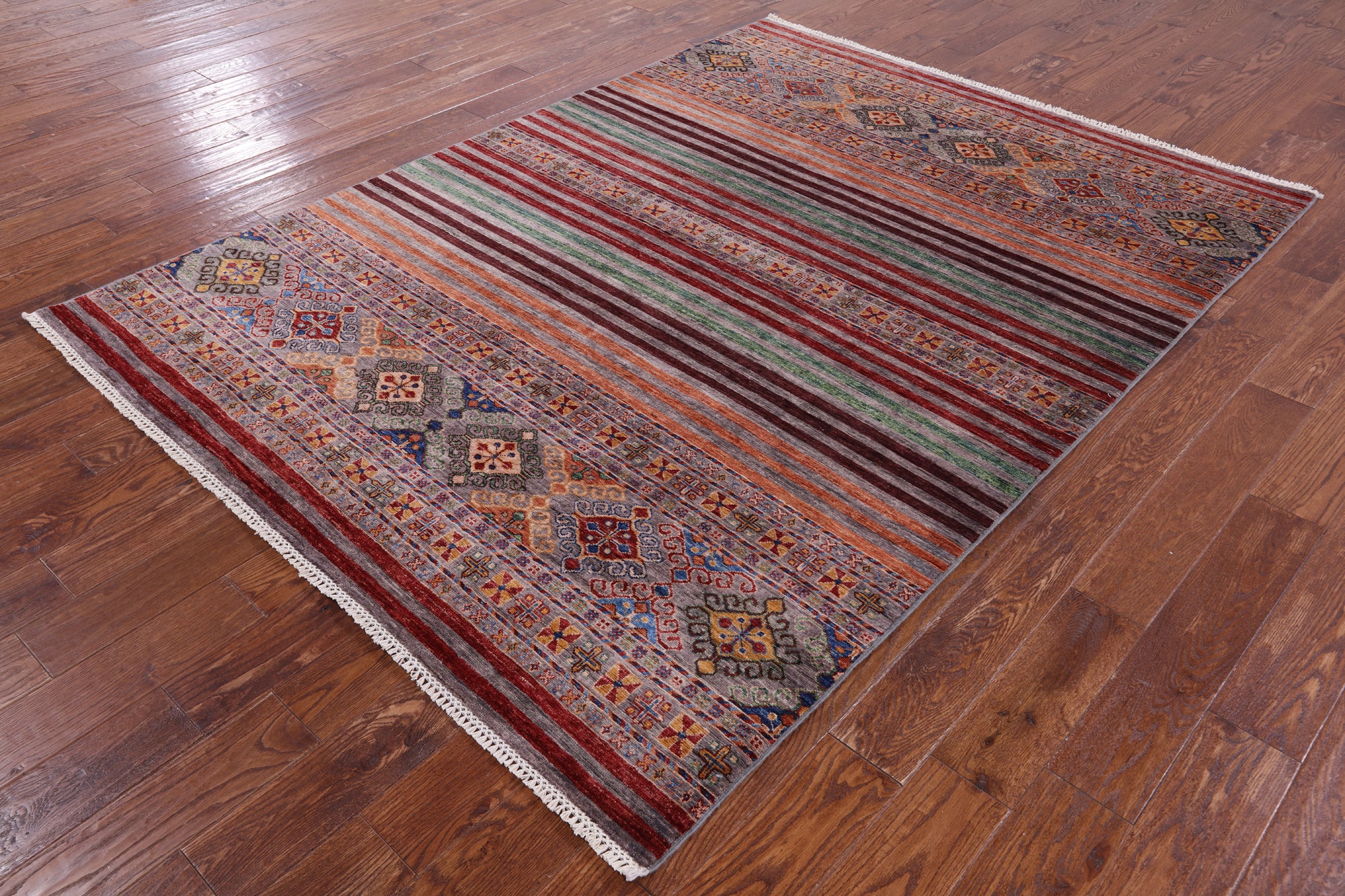 Khorjin Persian Gabbeh Handmade Wool Rug - 5' 11" X 8' 1" - Golden Nile