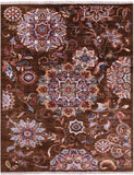 Brown Peshawar Handmade Wool Rug - 5' 8" X 7' 2" - Golden Nile