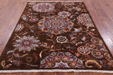 Brown Peshawar Handmade Wool Rug - 5' 8" X 7' 2" - Golden Nile