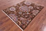 Brown Peshawar Handmade Wool Rug - 5' 8" X 7' 2" - Golden Nile
