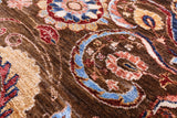 Brown Peshawar Handmade Wool Rug - 5' 8" X 7' 2" - Golden Nile