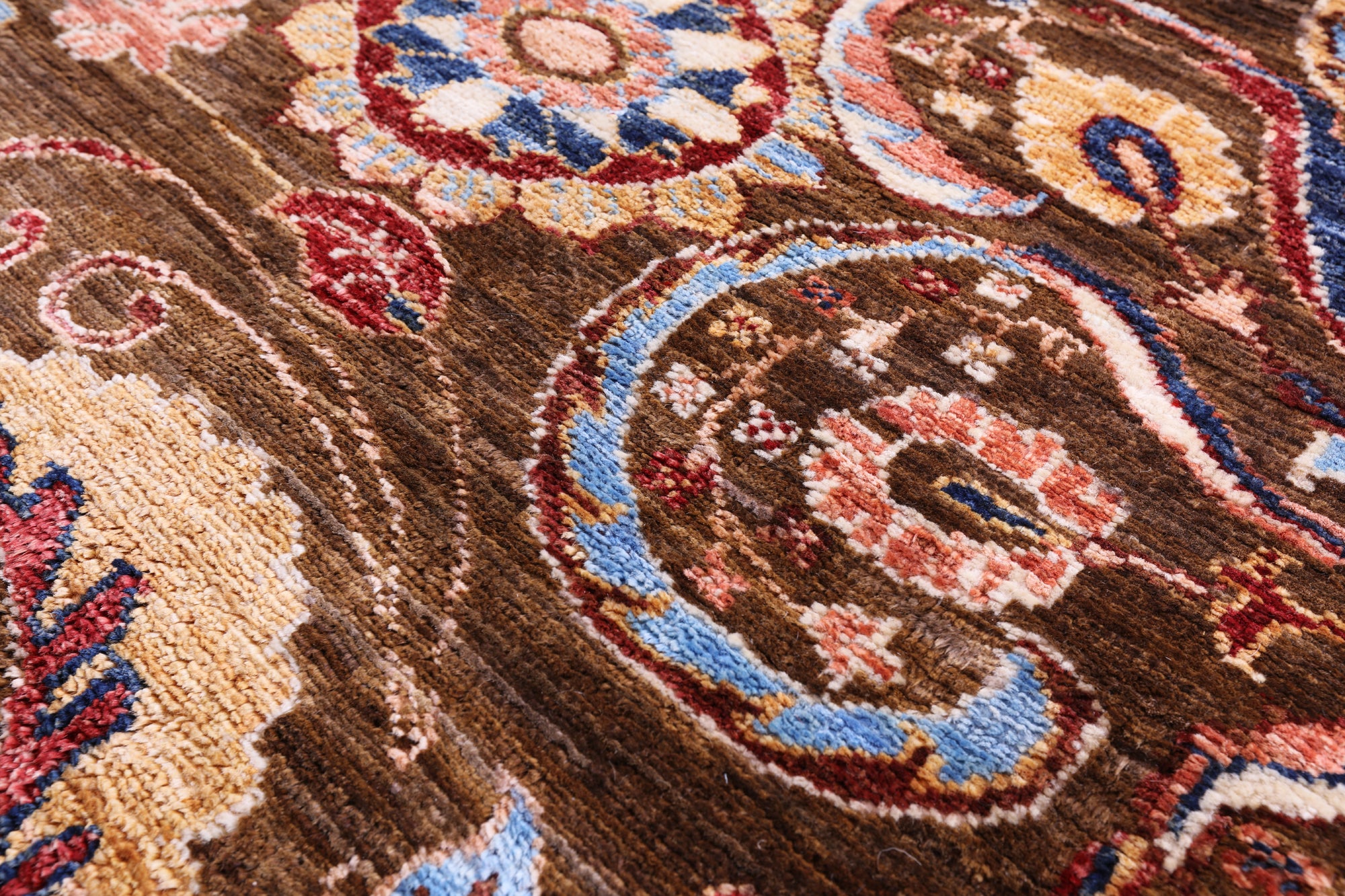 Brown Peshawar Handmade Wool Rug - 5' 8" X 7' 2" - Golden Nile