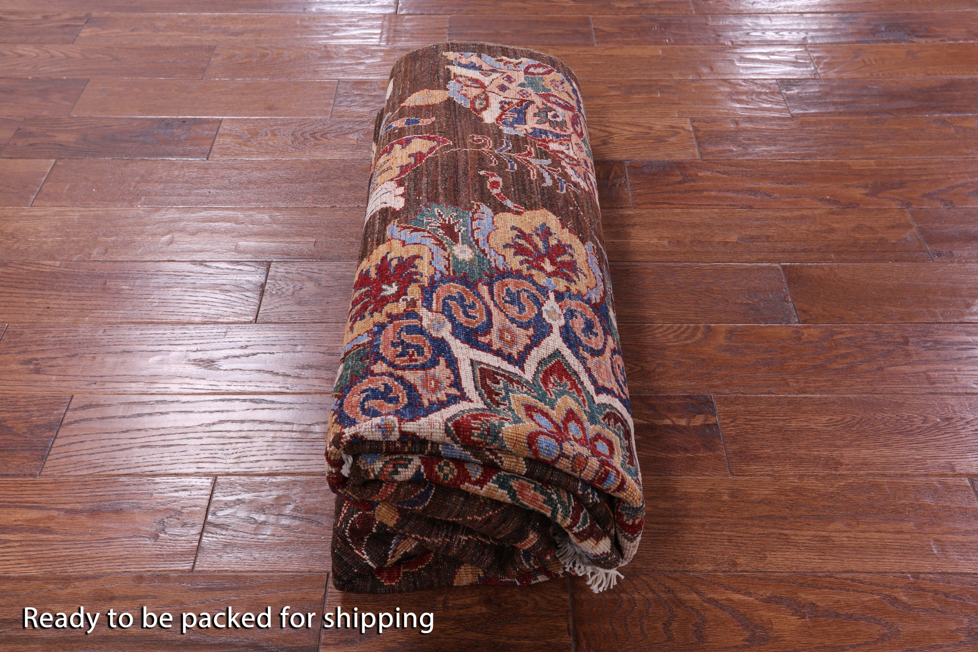 Brown Peshawar Handmade Wool Rug - 5' 8" X 7' 2" - Golden Nile
