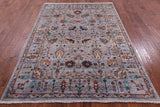 Grey Peshawar Hand Knotted Wool Rug - 5' 8" X 7' 10" - Golden Nile
