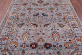 Grey Peshawar Hand Knotted Wool Rug - 5' 8" X 7' 10" - Golden Nile