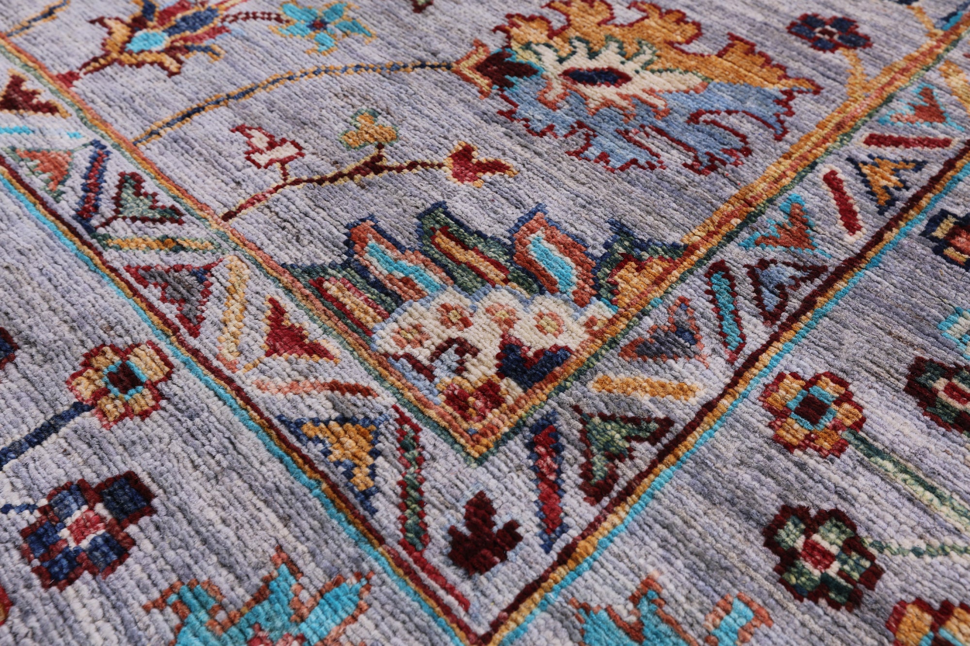 Grey Peshawar Hand Knotted Wool Rug - 5' 8" X 7' 10" - Golden Nile