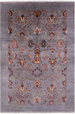 Grey Peshawar Hand Knotted Wool Rug - 5' 11" X 8' 10" - Golden Nile