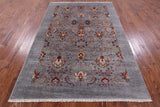 Grey Peshawar Hand Knotted Wool Rug - 5' 11" X 8' 10" - Golden Nile