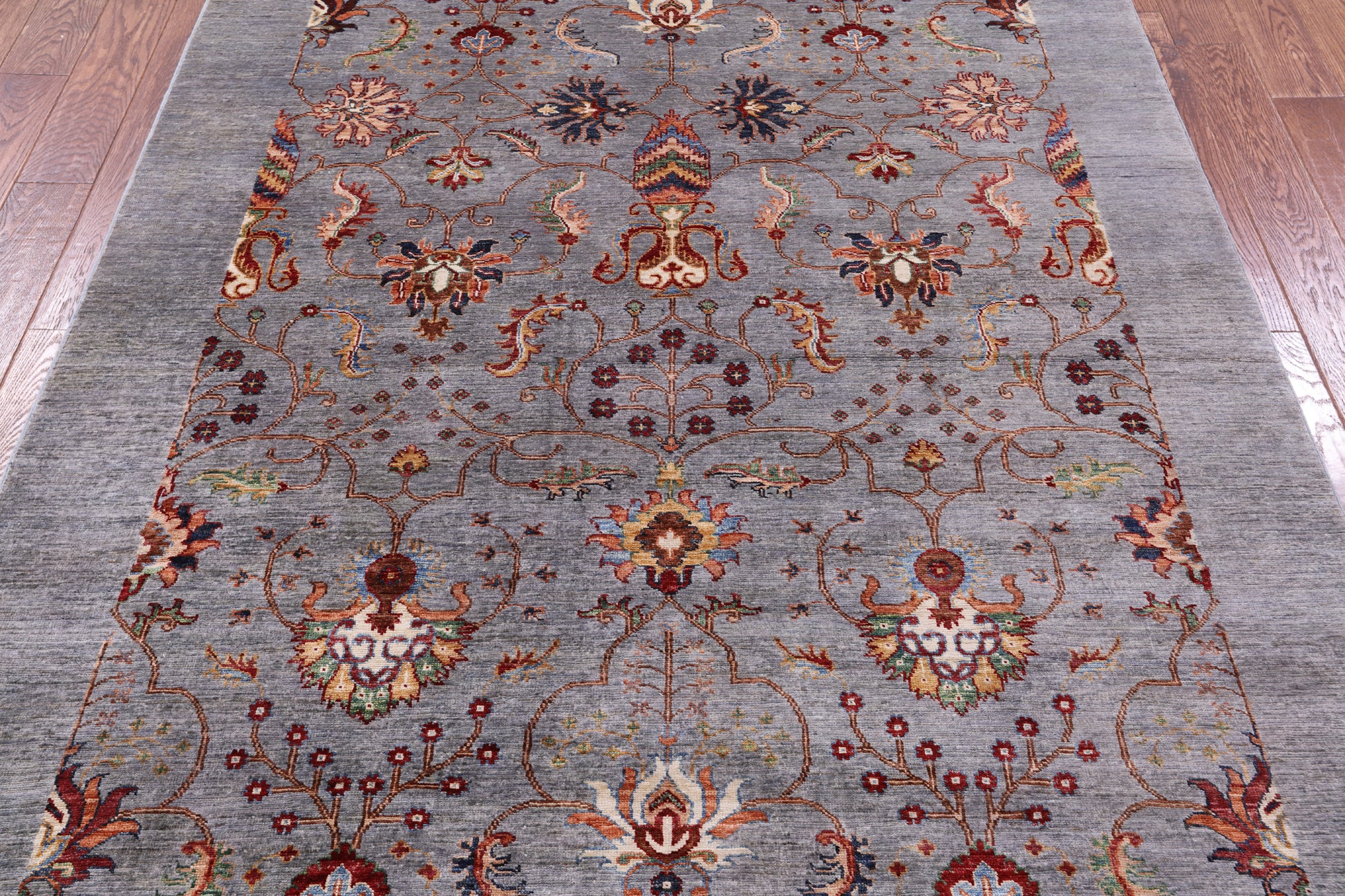 Grey Peshawar Hand Knotted Wool Rug - 5' 11" X 8' 10" - Golden Nile