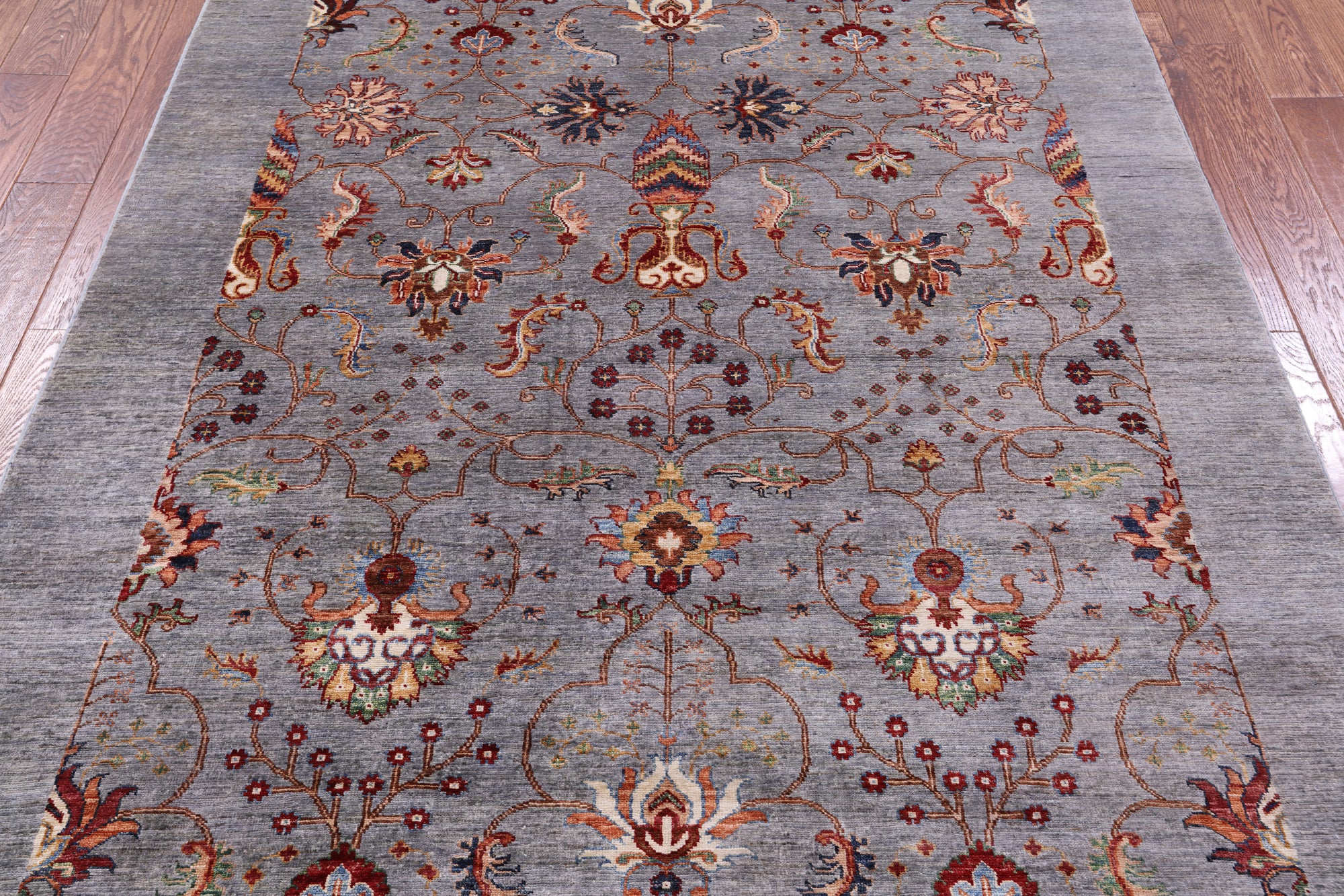 Grey Peshawar Hand Knotted Wool Rug - 5' 11" X 8' 10" - Golden Nile