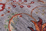 Grey Peshawar Hand Knotted Wool Rug - 5' 11" X 8' 10" - Golden Nile