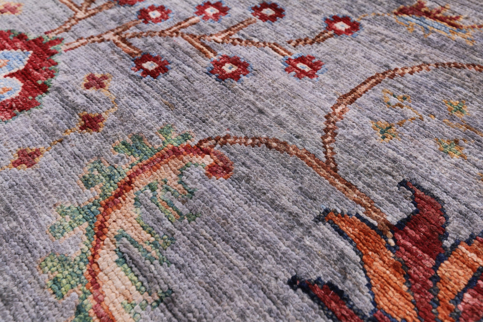 Grey Peshawar Hand Knotted Wool Rug - 5' 11" X 8' 10" - Golden Nile