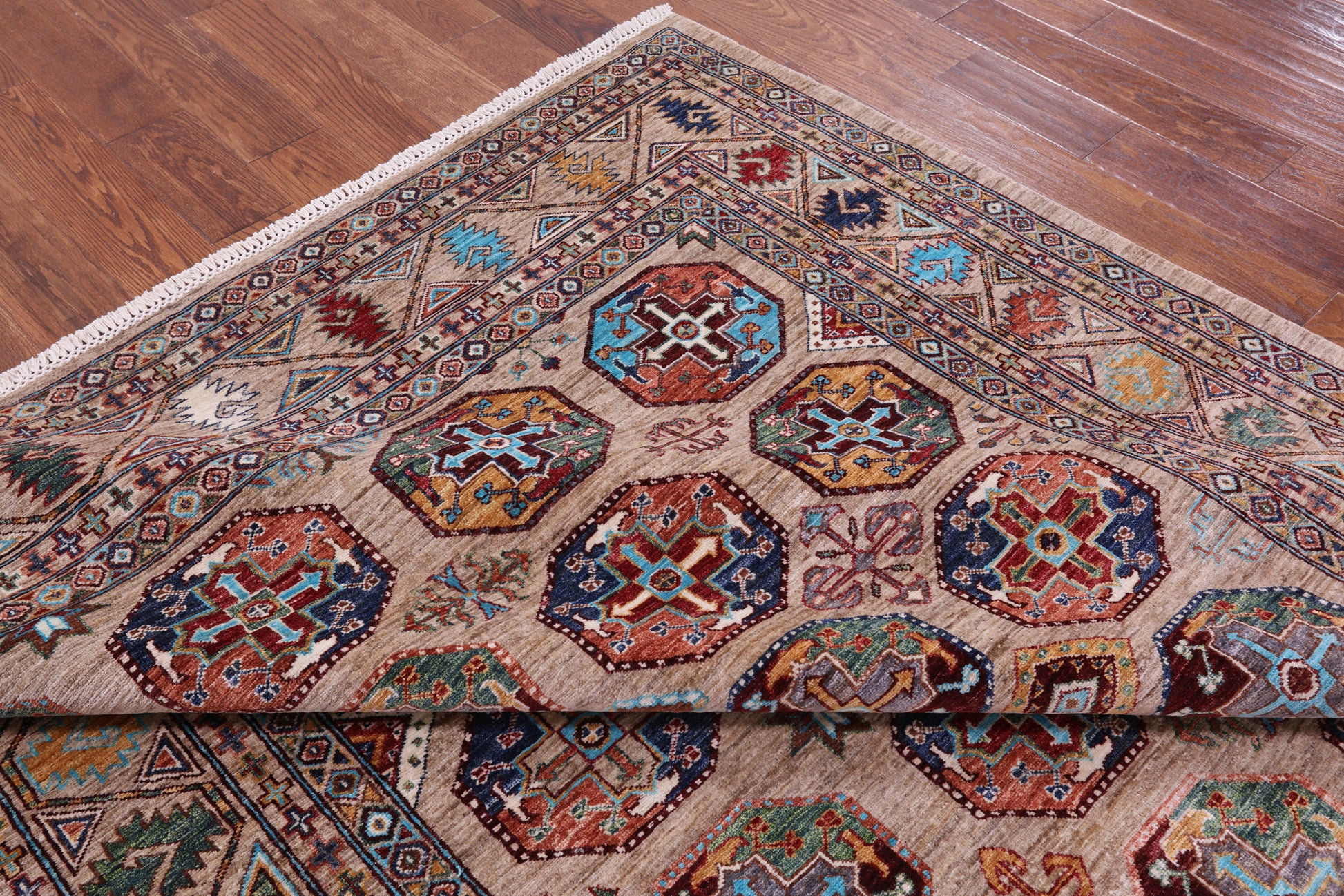 Turkmen Ersari Hand Knotted Wool Rug - 6' 9" X 10' 0" - Golden Nile