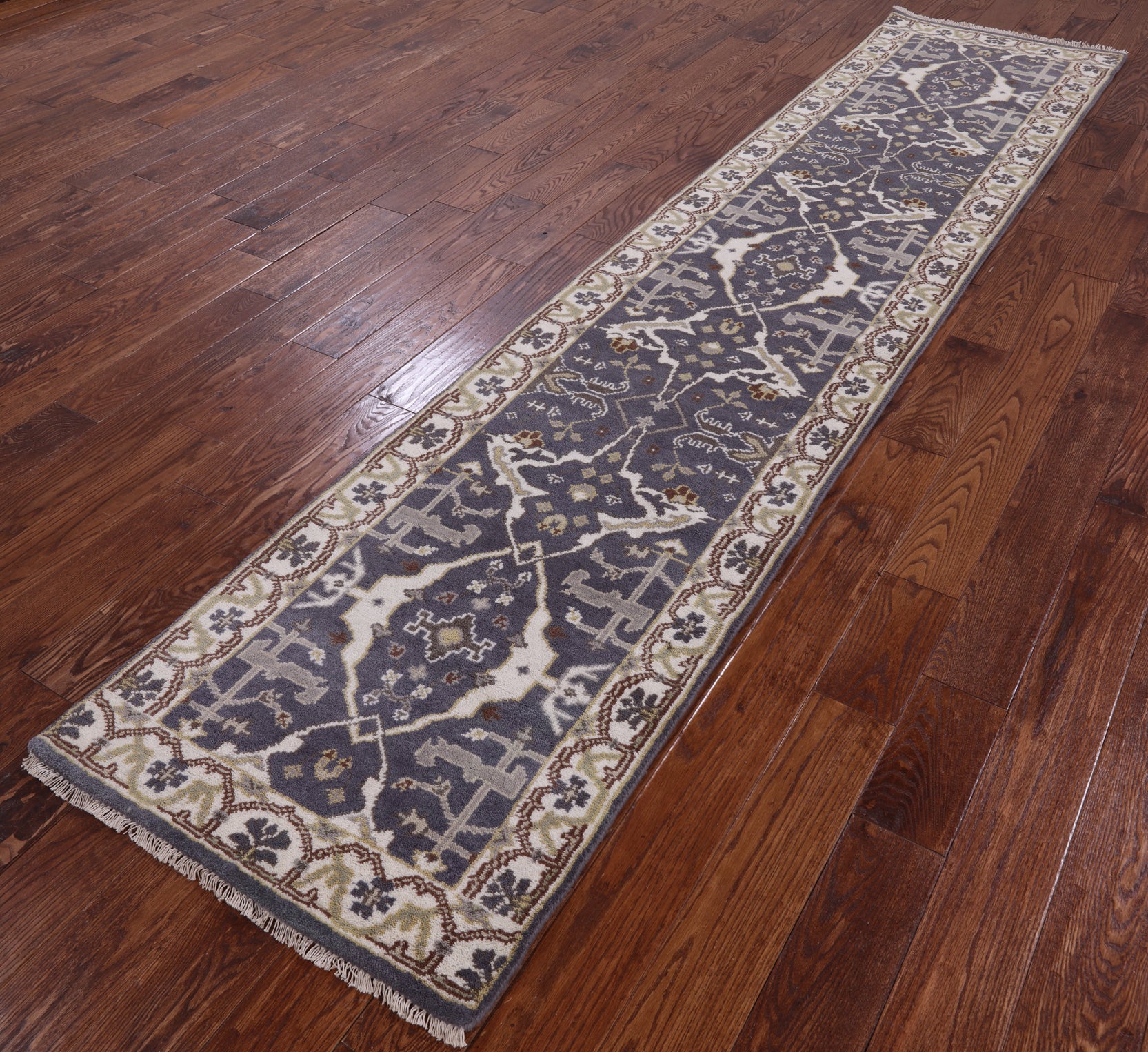 Grey Turkish Oushak Handmade Runner Rug - 2' 6" X 11' 7" - Golden Nile