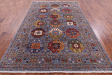 Turkmen Ersari Handmade Wool Rug - 6' 10" X 10' 3" - Golden Nile