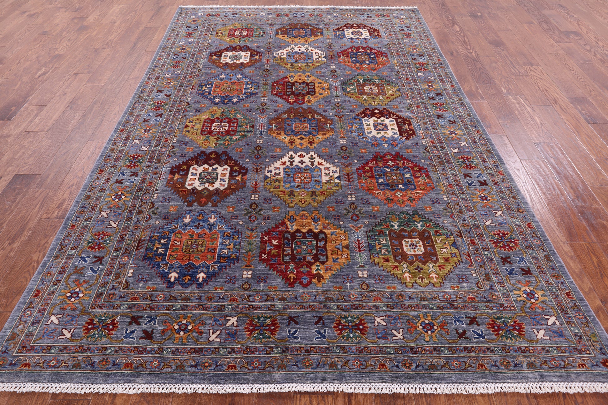 Turkmen Ersari Handmade Wool Rug - 6' 10" X 10' 3" - Golden Nile