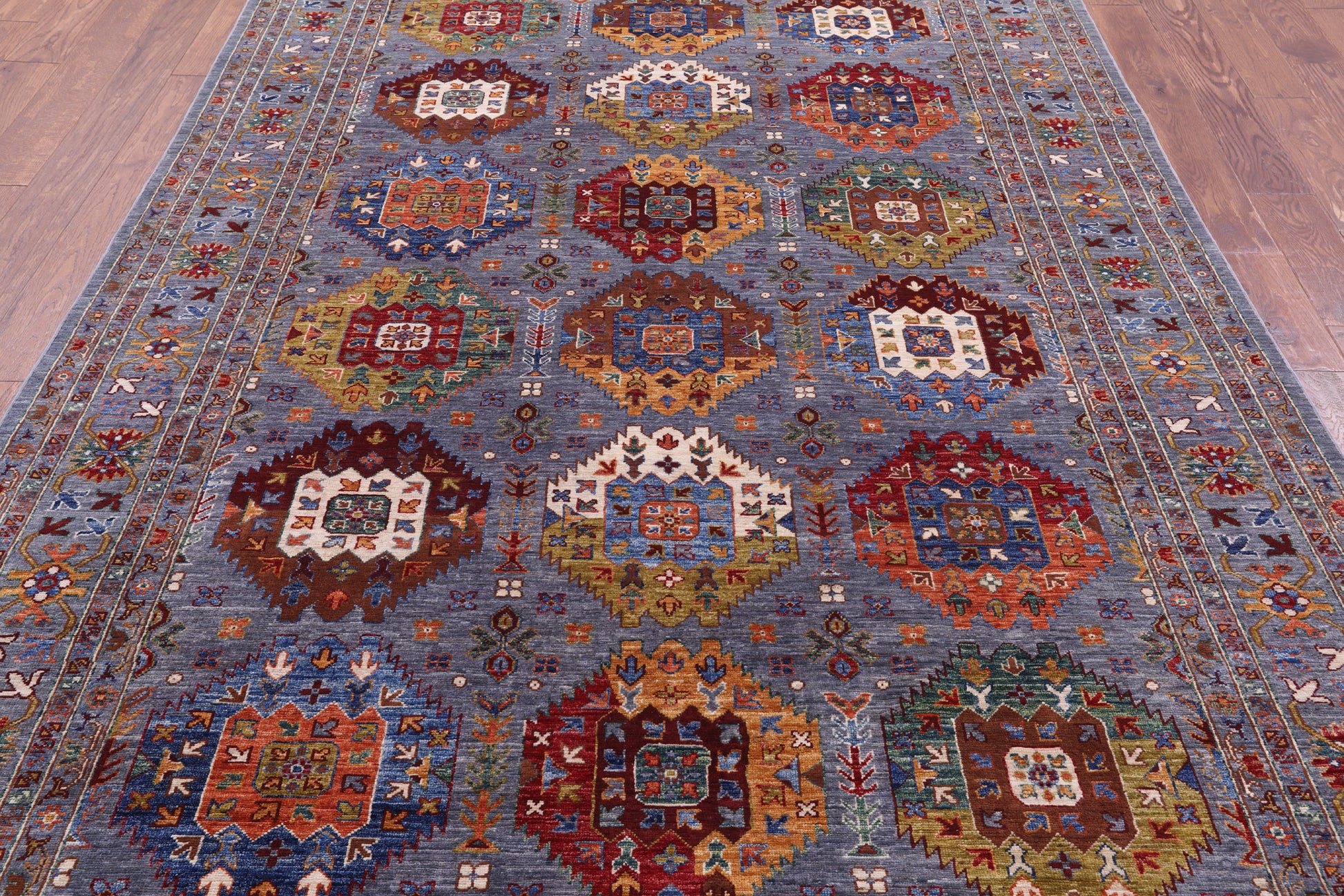 Turkmen Ersari Handmade Wool Rug - 6' 10" X 10' 3" - Golden Nile