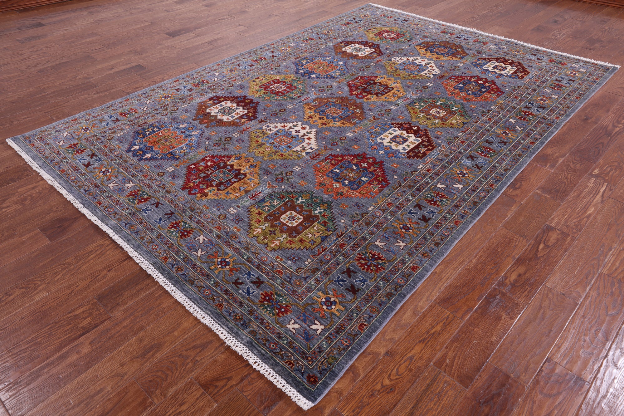 Turkmen Ersari Handmade Wool Rug - 6' 10" X 10' 3" - Golden Nile