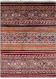 Khorjin Persian Gabbeh Hand Knotted Wool Rug - 5' 0" X 6' 10" - Golden Nile