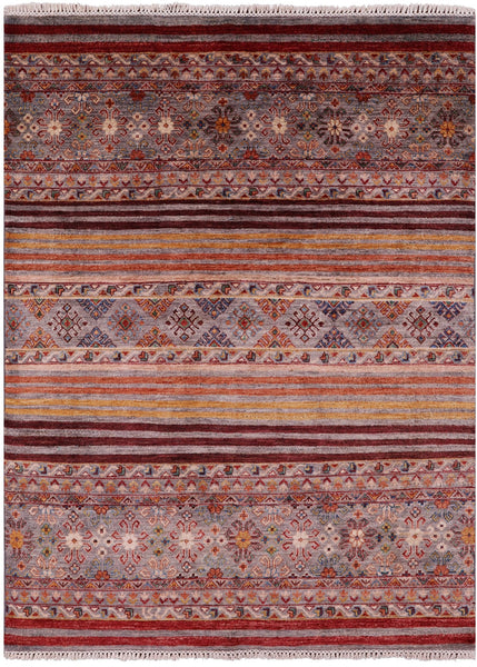 Khorjin Persian Gabbeh Hand Knotted Wool Rug - 5' 0" X 6' 10" - Golden Nile