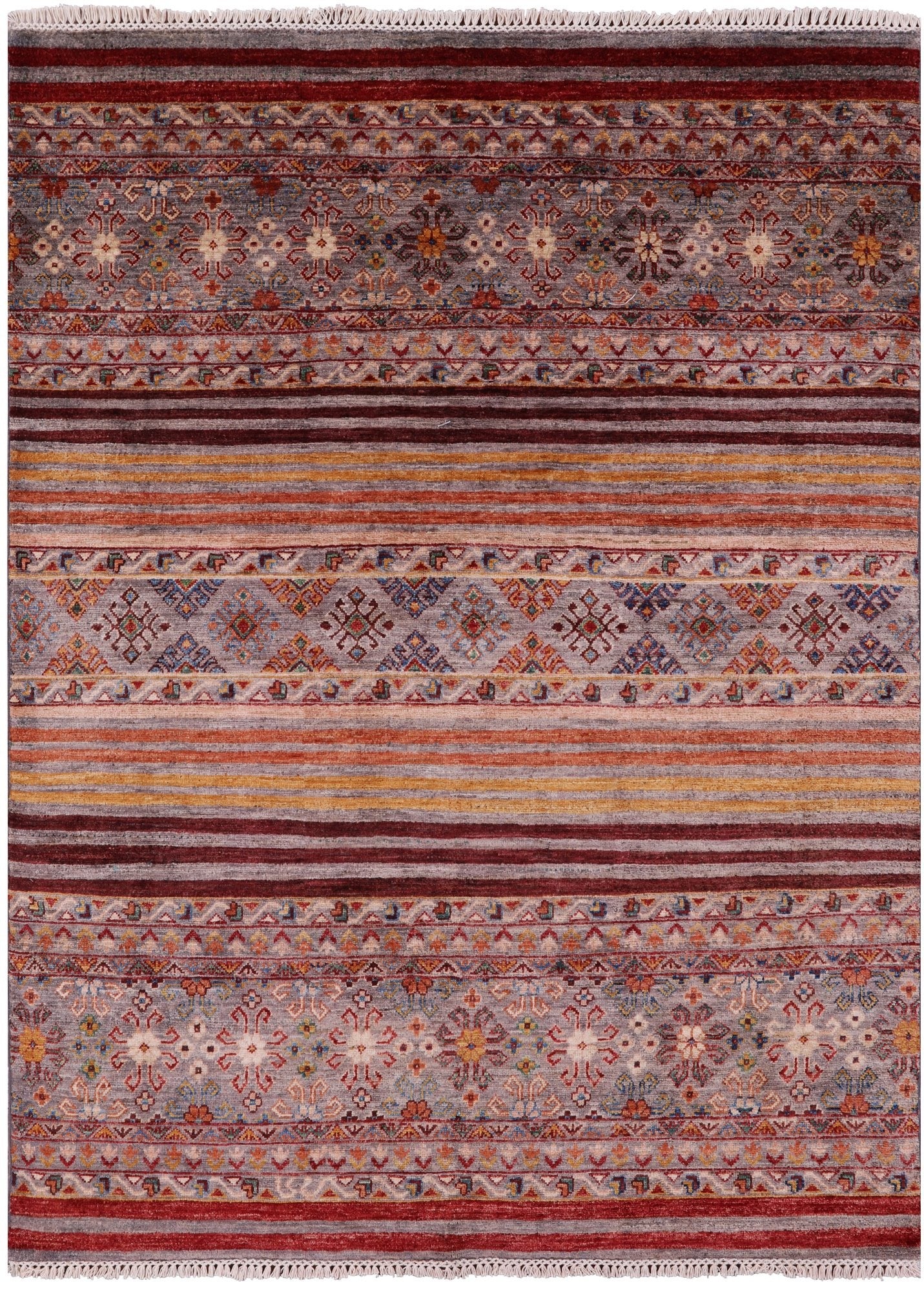 Khorjin Persian Gabbeh Hand Knotted Wool Rug - 5' 0" X 6' 10" - Golden Nile