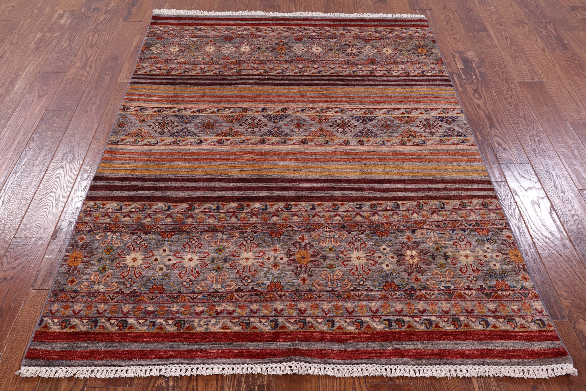 Khorjin Persian Gabbeh Hand Knotted Wool Rug - 5' 0" X 6' 10" - Golden Nile