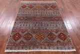 Khorjin Persian Gabbeh Hand Knotted Wool Rug - 5' 0" X 6' 7" - Golden Nile