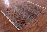 Khorjin Persian Gabbeh Hand Knotted Wool Rug - 5' 0" X 6' 7" - Golden Nile