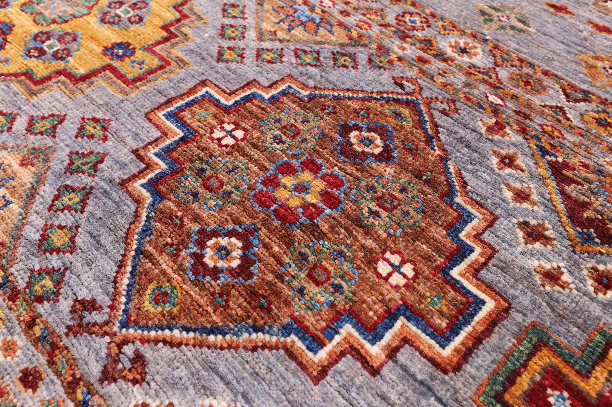 Khorjin Persian Gabbeh Hand Knotted Wool Rug - 5' 0" X 6' 7" - Golden Nile