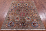Peshawar Hand Knotted Wool Rug - 5' 1" X 6' 6" - Golden Nile