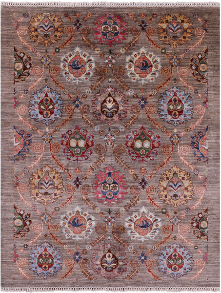 Peshawar Hand Knotted Wool Rug - 5' 1" X 6' 6" - Golden Nile