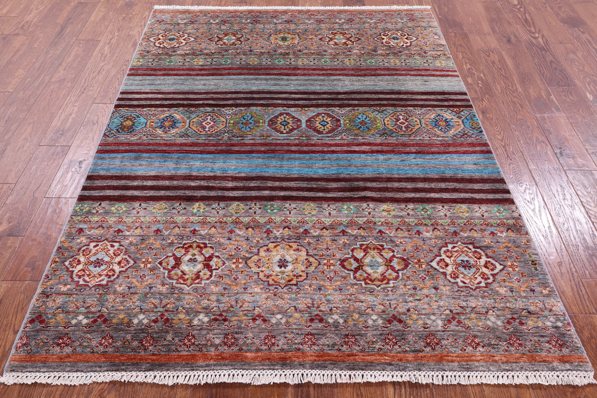 Khorjin Persian Gabbeh Hand Knotted Wool Rug - 5' 2" X 6' 10" - Golden Nile