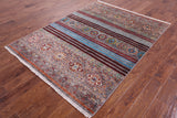 Khorjin Persian Gabbeh Hand Knotted Wool Rug - 5' 2" X 6' 10" - Golden Nile