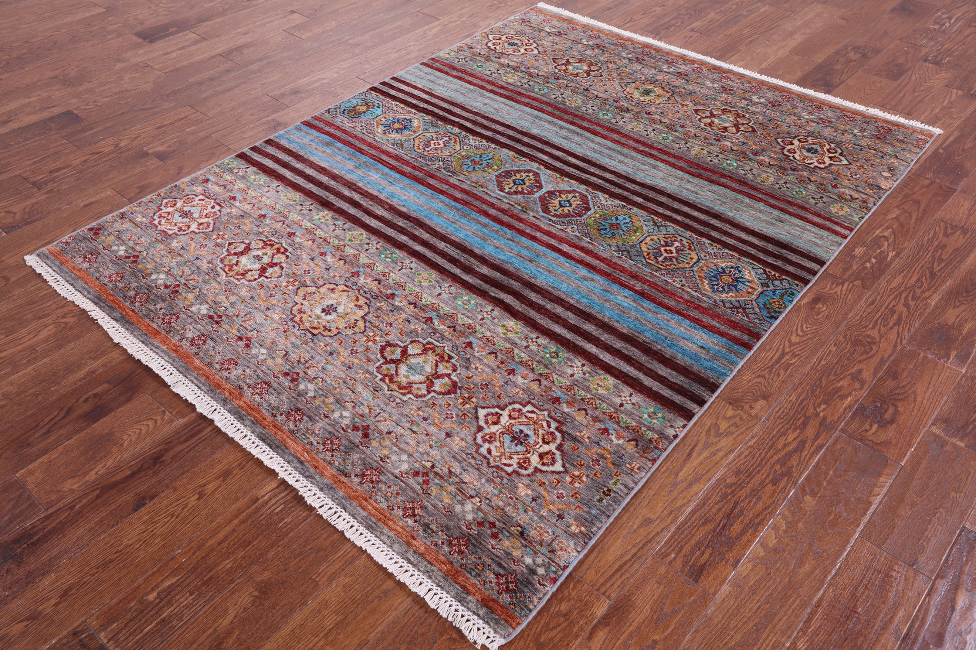 Khorjin Persian Gabbeh Hand Knotted Wool Rug - 5' 2" X 6' 10" - Golden Nile