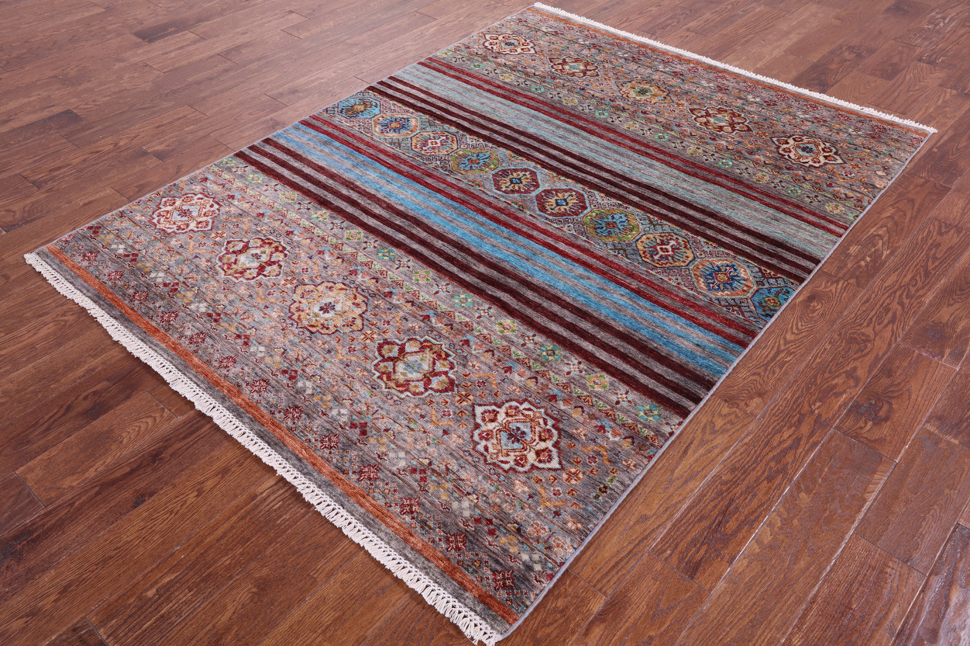 Khorjin Persian Gabbeh Hand Knotted Wool Rug - 5' 2" X 6' 10" - Golden Nile