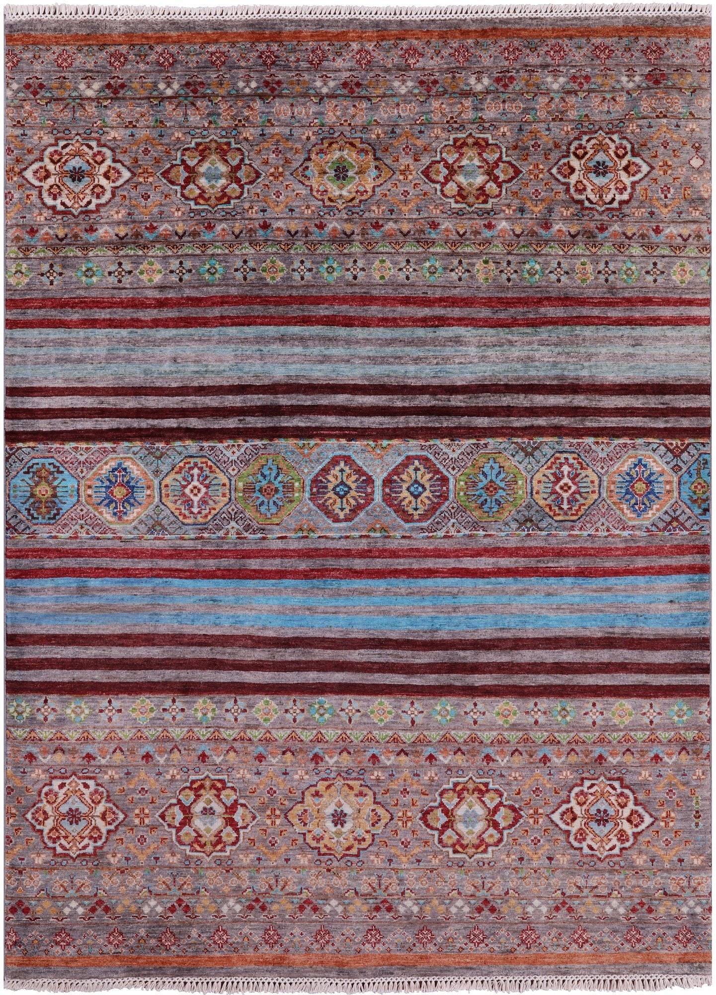Khorjin Persian Gabbeh Hand Knotted Wool Rug - 5' 2" X 6' 10" - Golden Nile