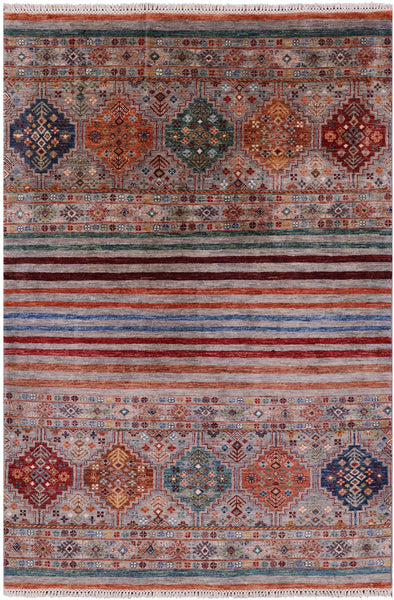Khorjin Persian Gabbeh Handmade Wool Rug - 4' 8" X 6' 11" - Golden Nile