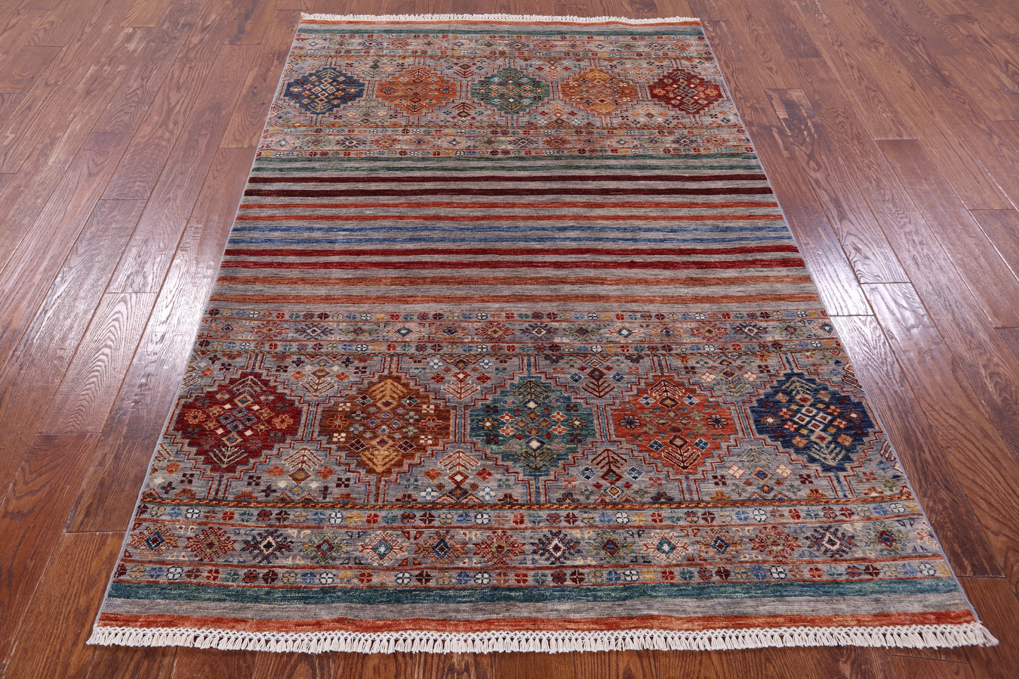 Khorjin Persian Gabbeh Handmade Wool Rug - 4' 8" X 6' 11" - Golden Nile