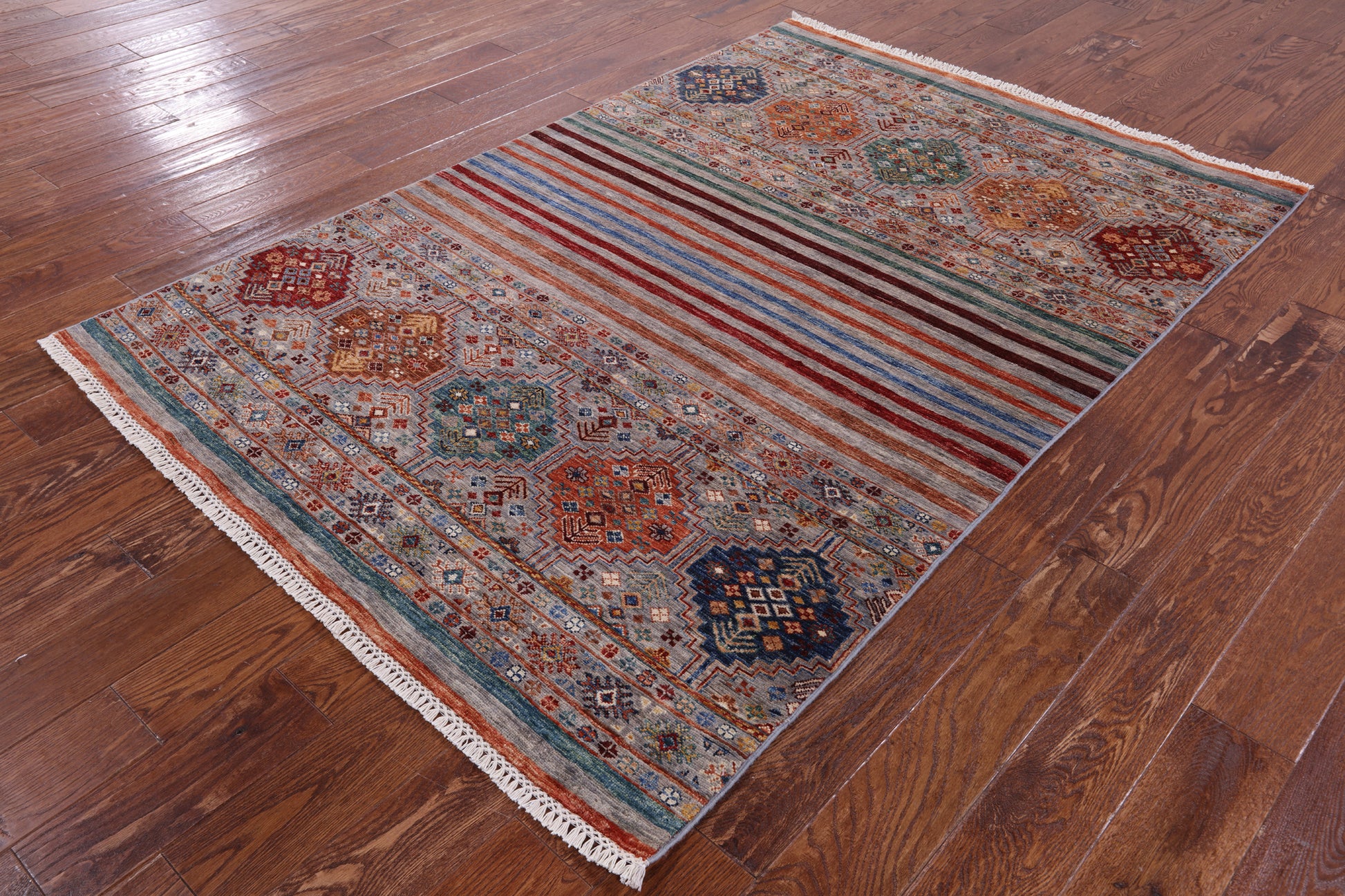 Khorjin Persian Gabbeh Handmade Wool Rug - 4' 8" X 6' 11" - Golden Nile