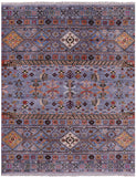 Grey Khorjin Persian Gabbeh Hand Knotted Wool Rug - 5' 2" X 6' 7" - Golden Nile