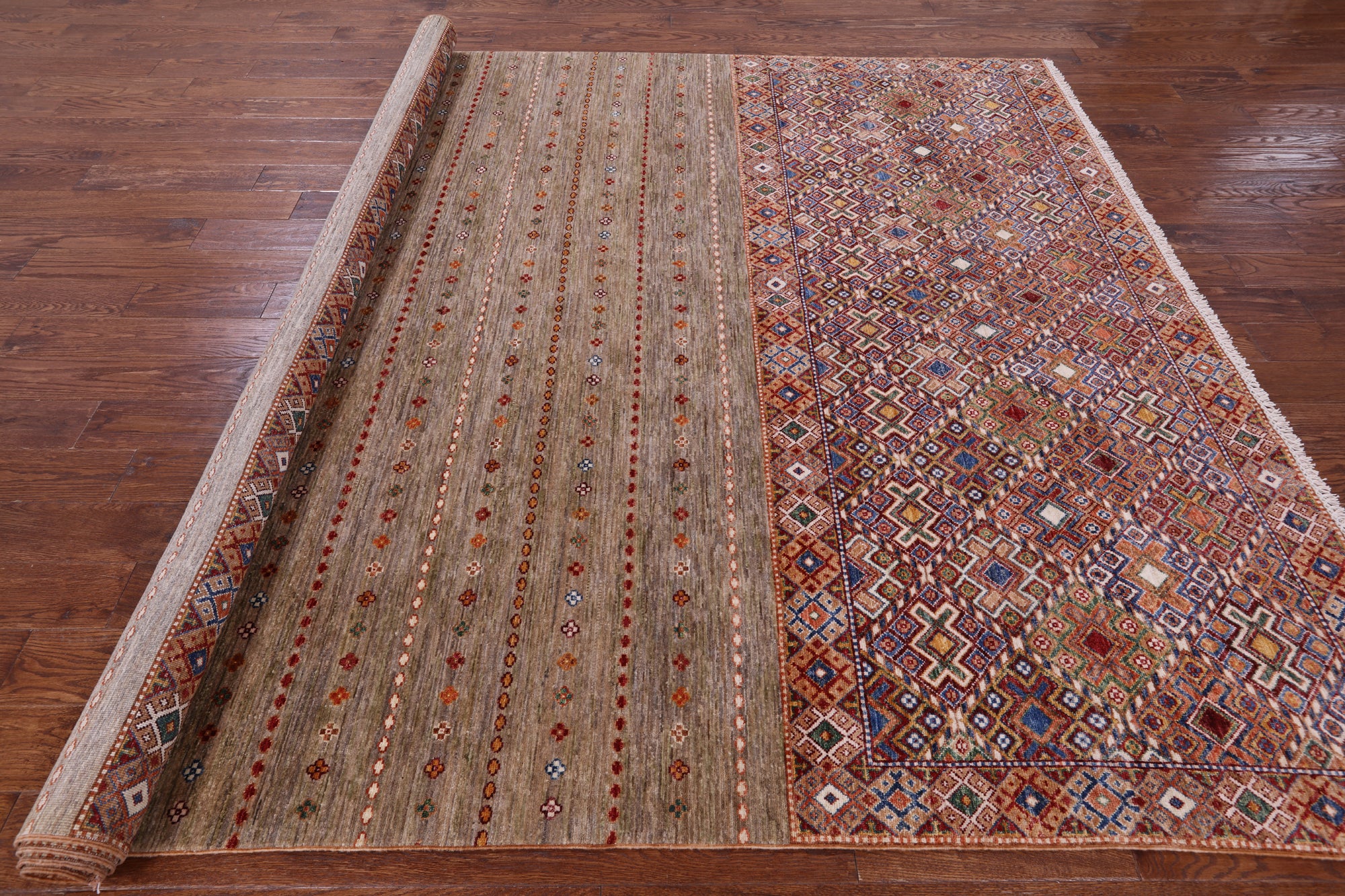 Khorjin Persian Gabbeh Hand Knotted Wool Rug - 8' 0" X 10' 5" - Golden Nile