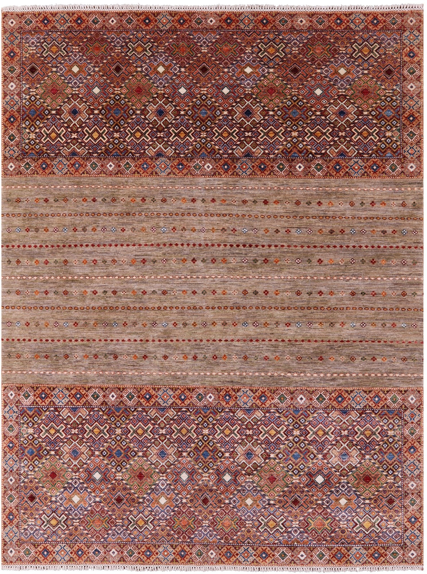 Khorjin Persian Gabbeh Hand Knotted Wool Rug - 8' 0" X 10' 5" - Golden Nile