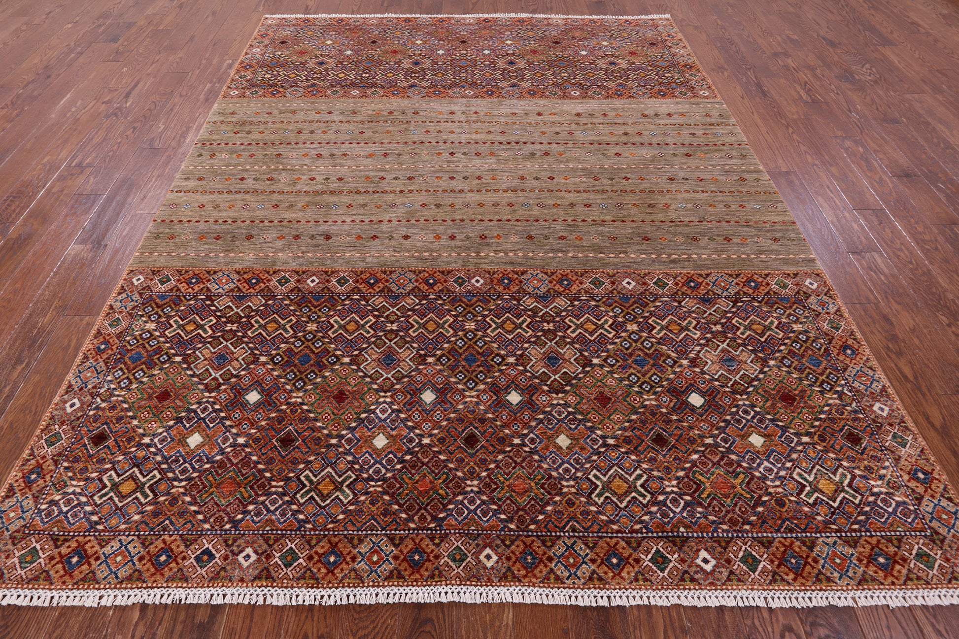 Khorjin Persian Gabbeh Hand Knotted Wool Rug - 8' 0" X 10' 5" - Golden Nile