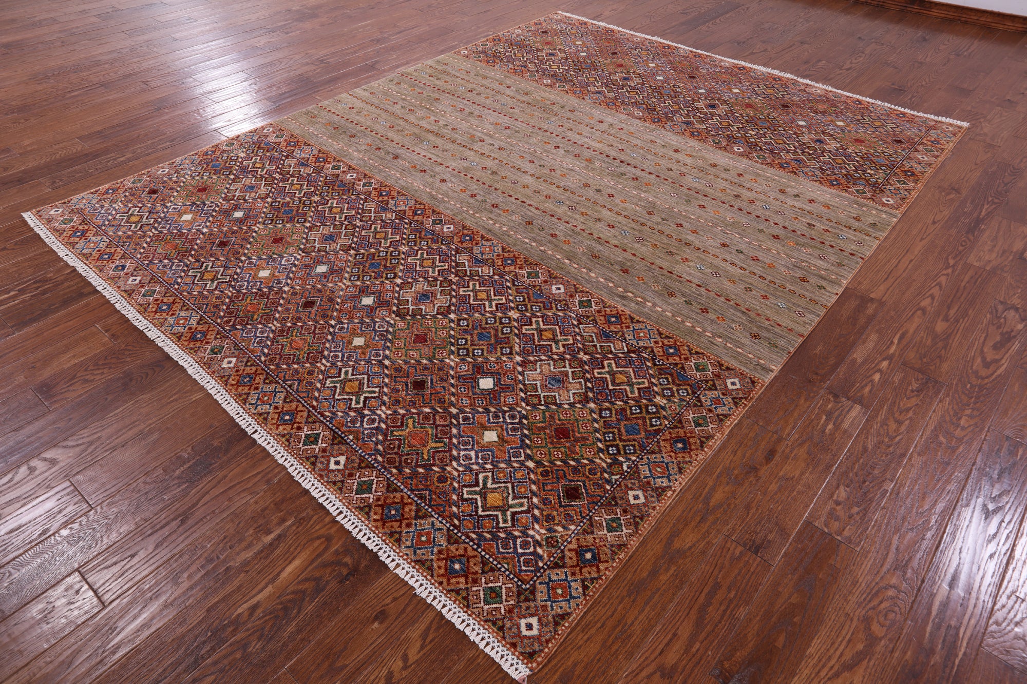 Khorjin Persian Gabbeh Hand Knotted Wool Rug - 8' 0" X 10' 5" - Golden Nile
