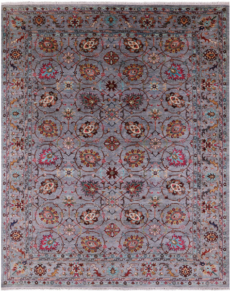 Grey Peshawar Hand Knotted Wool Rug - 8' 2" X 10' 1" - Golden Nile