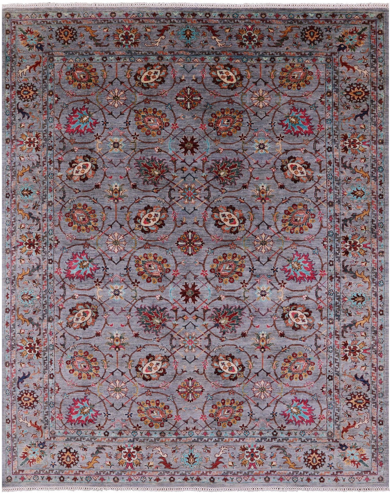 Grey Peshawar Hand Knotted Wool Rug - 8' 2" X 10' 1" - Golden Nile